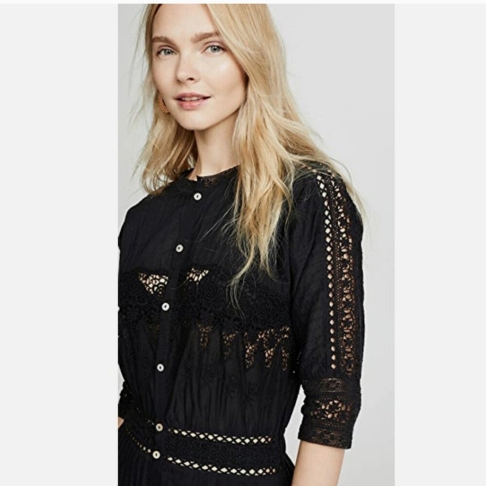 LoveShackFancy Beth Elegant Black Lace Maxi Dress Size P - Picture 5 of 16